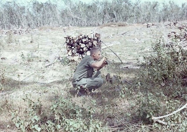 Lt. VanKiken enjoying his c rations